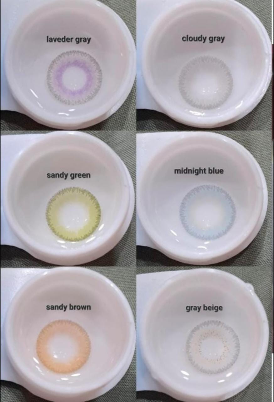 Color Contact Lens | Lavender Gray, Cloudy Gray, Sandy Green, Midnight Blue, Sandy Brown, Gray Beige