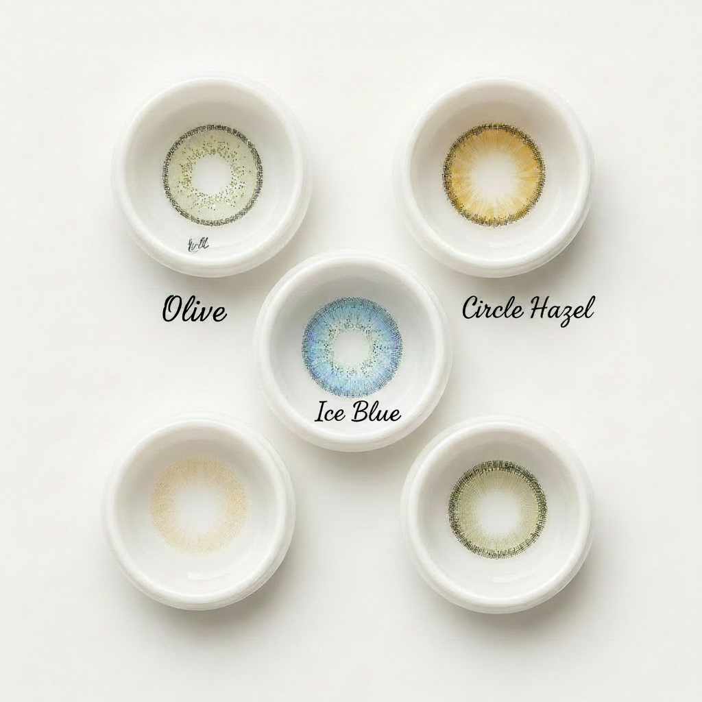 Natural Color Contact Lens With Power | Green Gray, Honey Gold, Ice Blue, Nude Beige, Olive Gray
