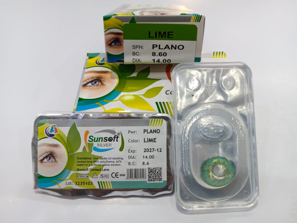 Sunsoft Silver | Lime Contact Lens (Plano)