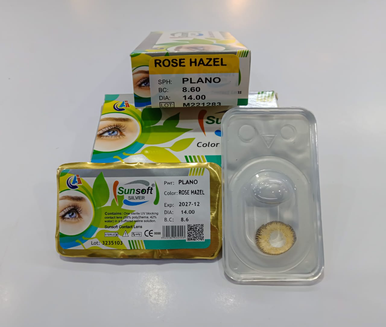 Sunsoft Silver | Hazel Brown Contact Lens (Plano)