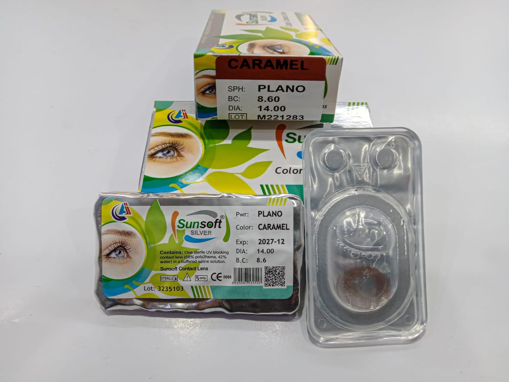 Sunsoft Silver | Caramel Brown Contact Lens (Plano)