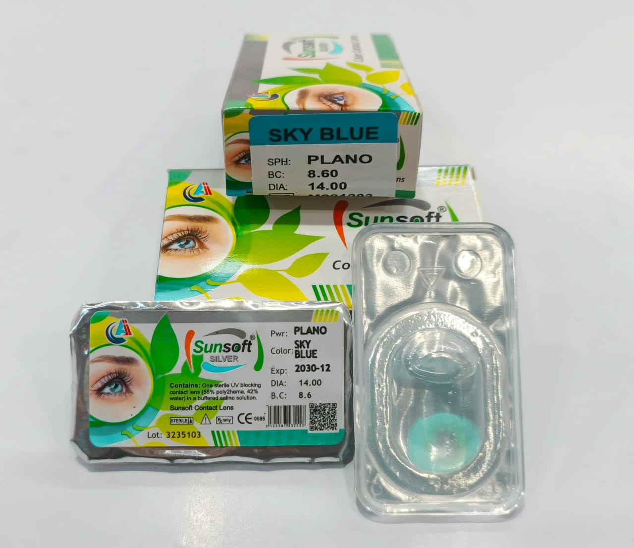 Sunsoft Silver | Sky Blue Contact Lens (Plano)